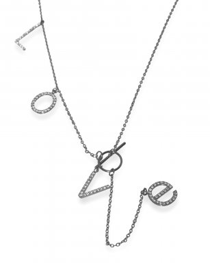 13123-01 Ketting Stainless Steel – Love strass