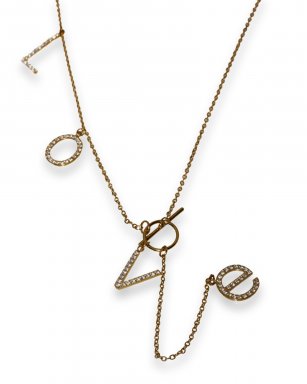 13123-02 Ketting Stainless Steel – Love strass