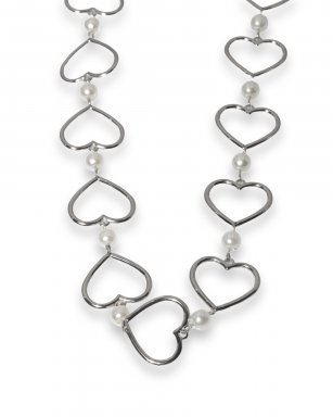 17267 Ketting Stainless Steel – Heart pearl