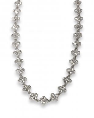 17449-01 Ketting Stainless Steel – Clover strass