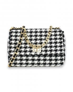 5288M BLACK Handbag - Sparkle tweed houndstooth